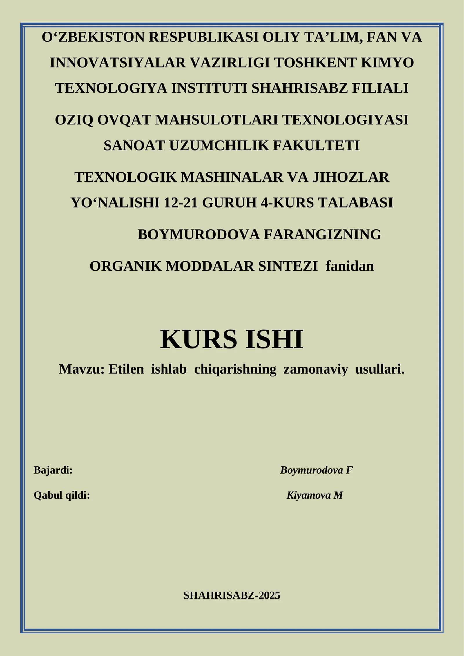 Etilen ishlab chiqarishning zamonaviy usullari 1