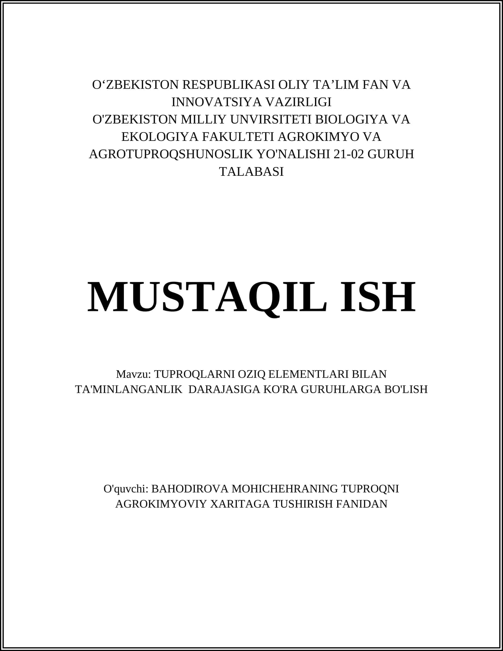 Tuproqlar va Oziq Elementlar 1