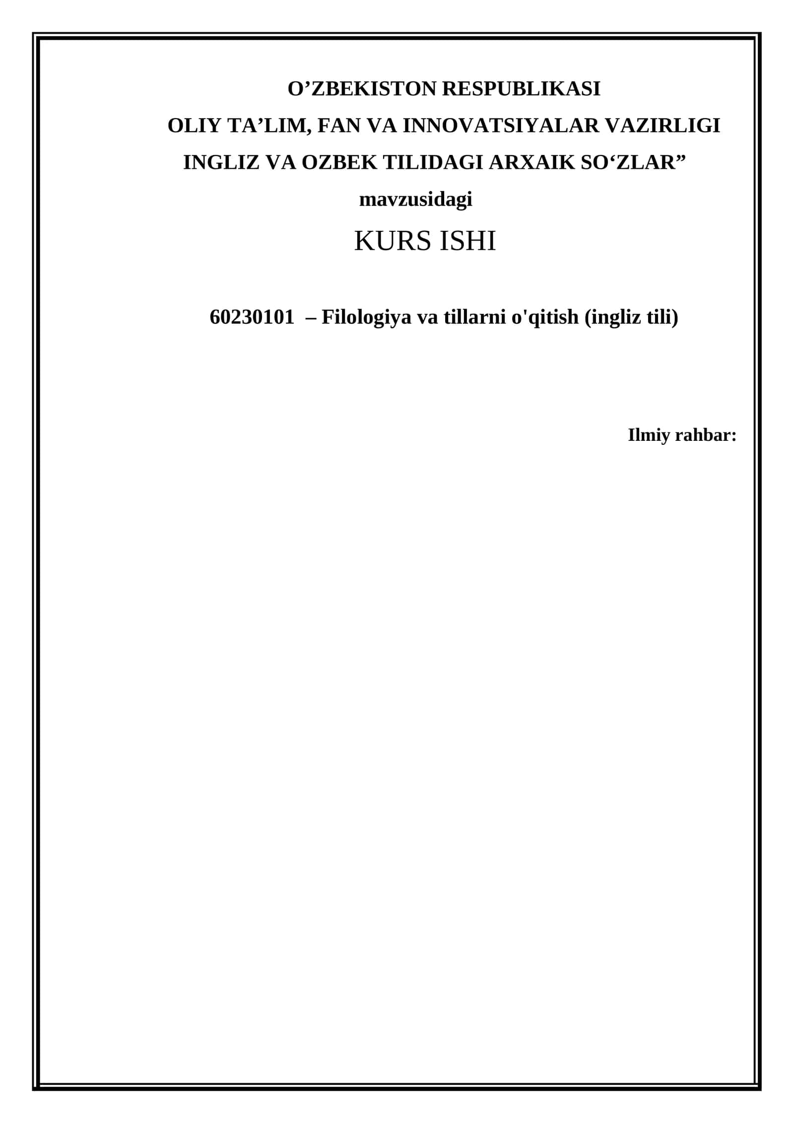 INGLIZ VA OZBEK TILIDAGI ARXAIK SOʻZLAR 1
