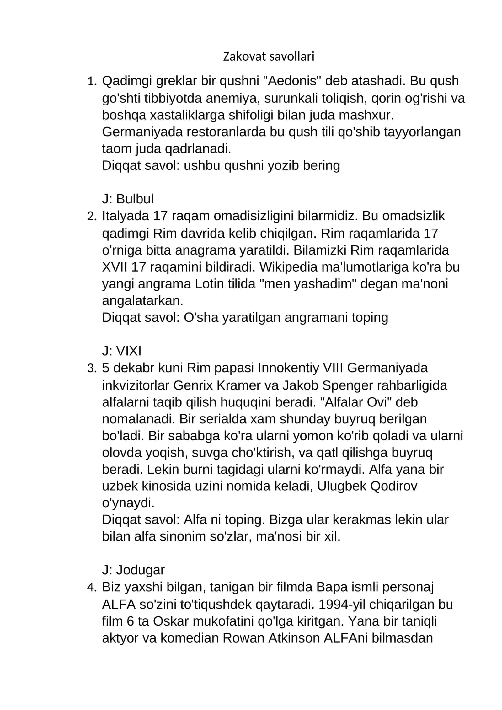 Zakovat savollari 1