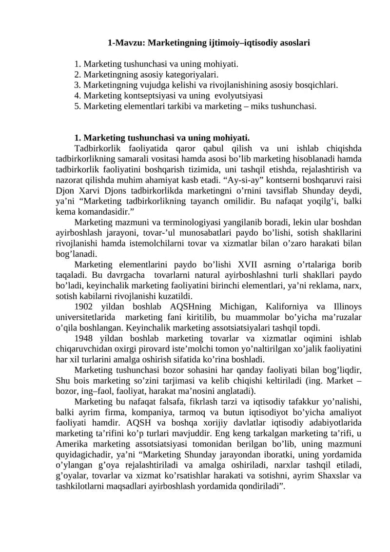 Marketingning ijtimoiy–iqtisodiy asoslari 1