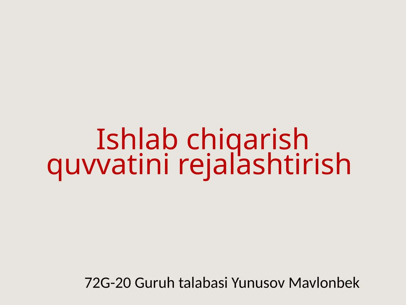 Ishlabchiqarish quvvatini rejalashtirish 1
