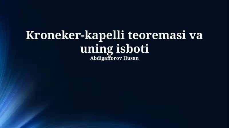 Kroneker-kapelli teoremasi va uning isboti 1