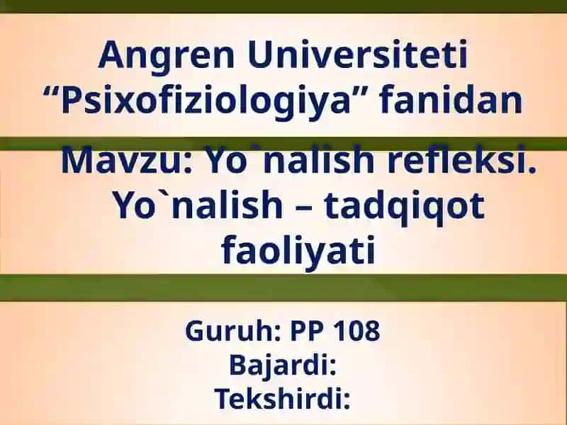 Yo'nalish refleksiya 1
