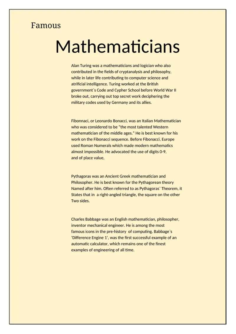 Famous Mathematicians 1