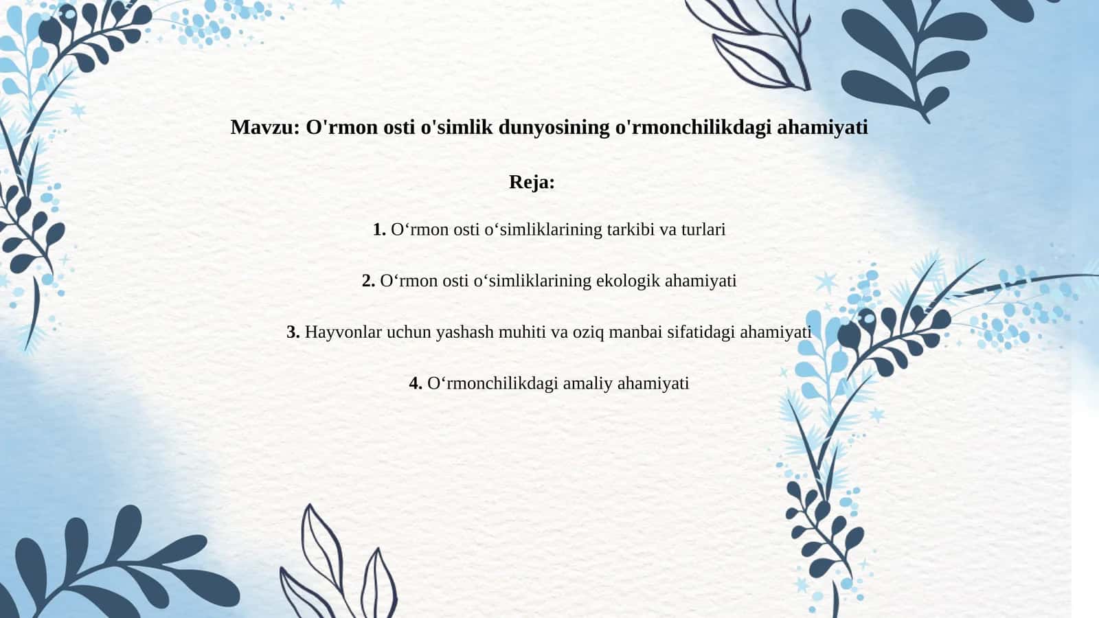 O'rmon osti o'simliklarining tarkibi va turlari 1