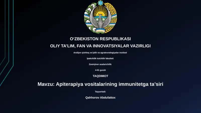 Apiterapiya vositalarining immunitetga taʼsiri 1