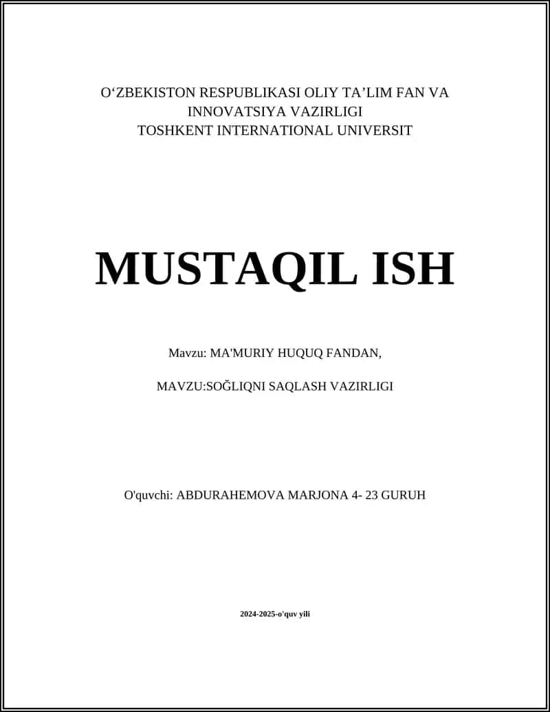 O'zbekistonda Sog'liqni Saqlash Tizimi 1