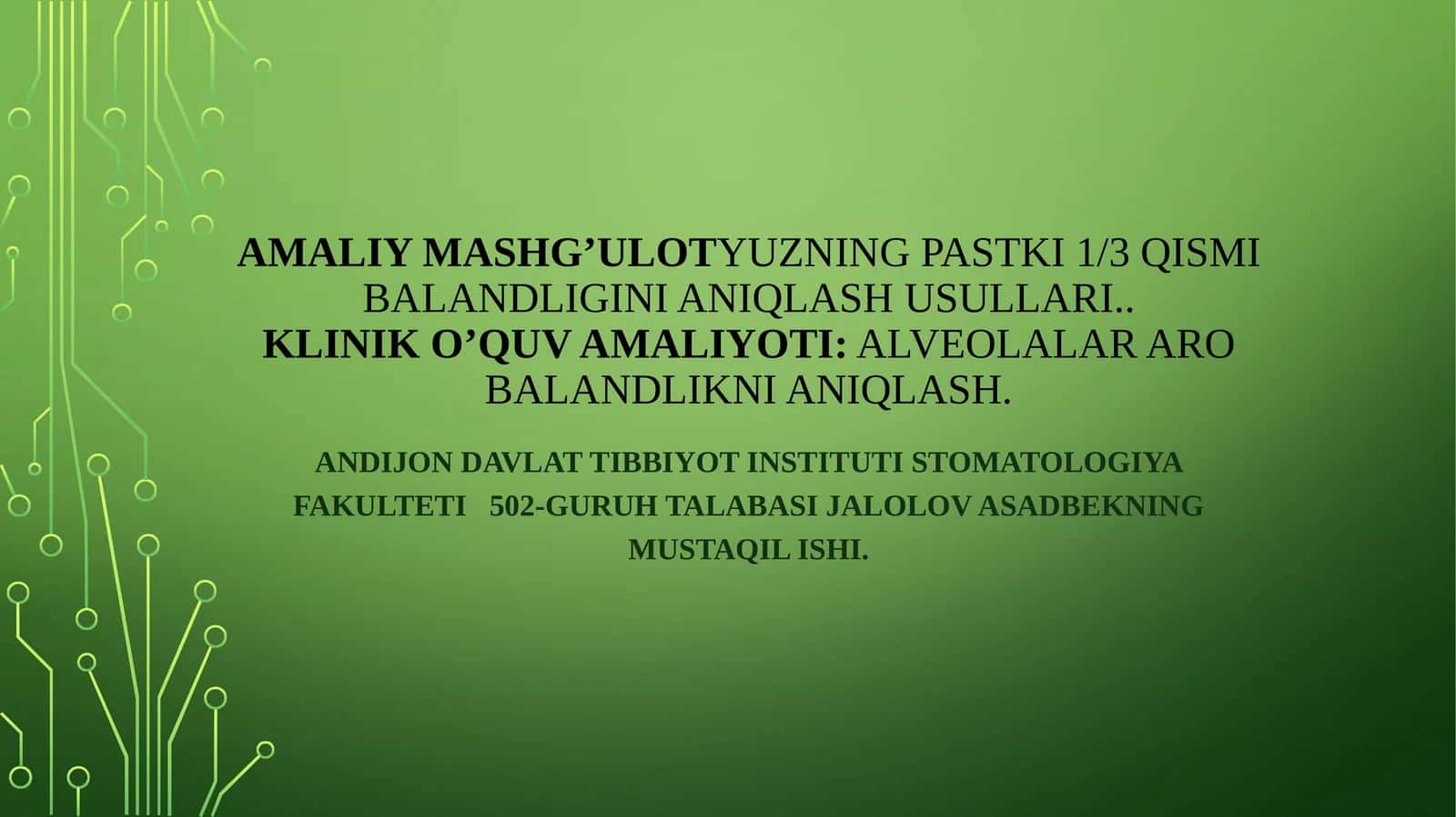 Yuzning pastki 1/3 qismi balandligini aniqlash usullari 1