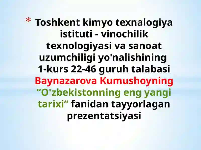 “O'zbekistonning eng yangi tаrix”