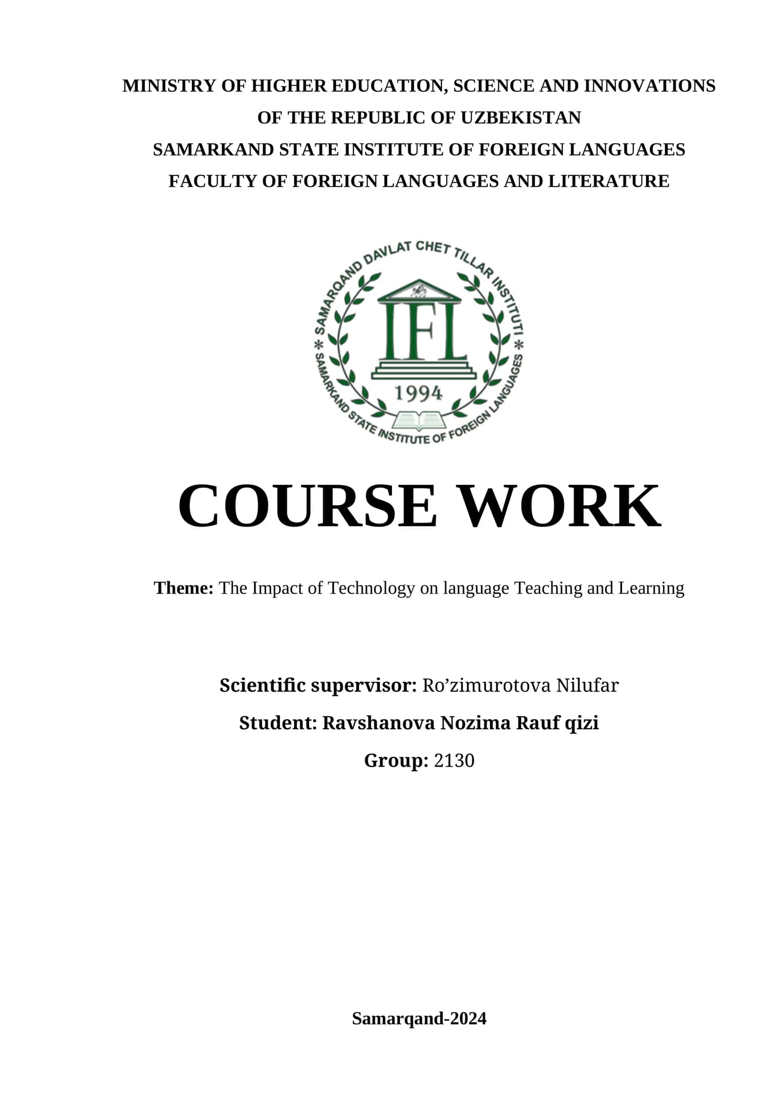 COURSE WORK 1