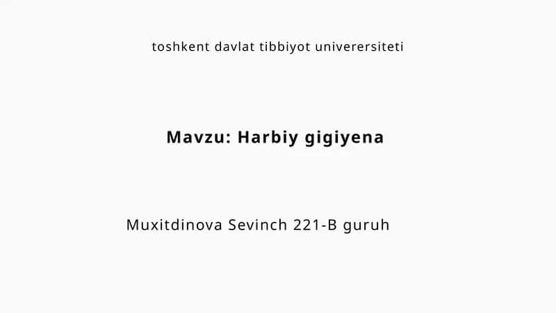 Harbiy Gigiyena 1