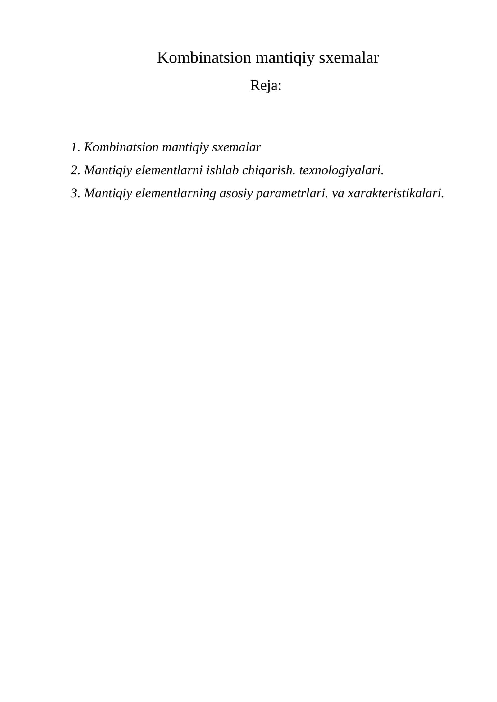 Kombinatsion mantiqiy sxemalar 1