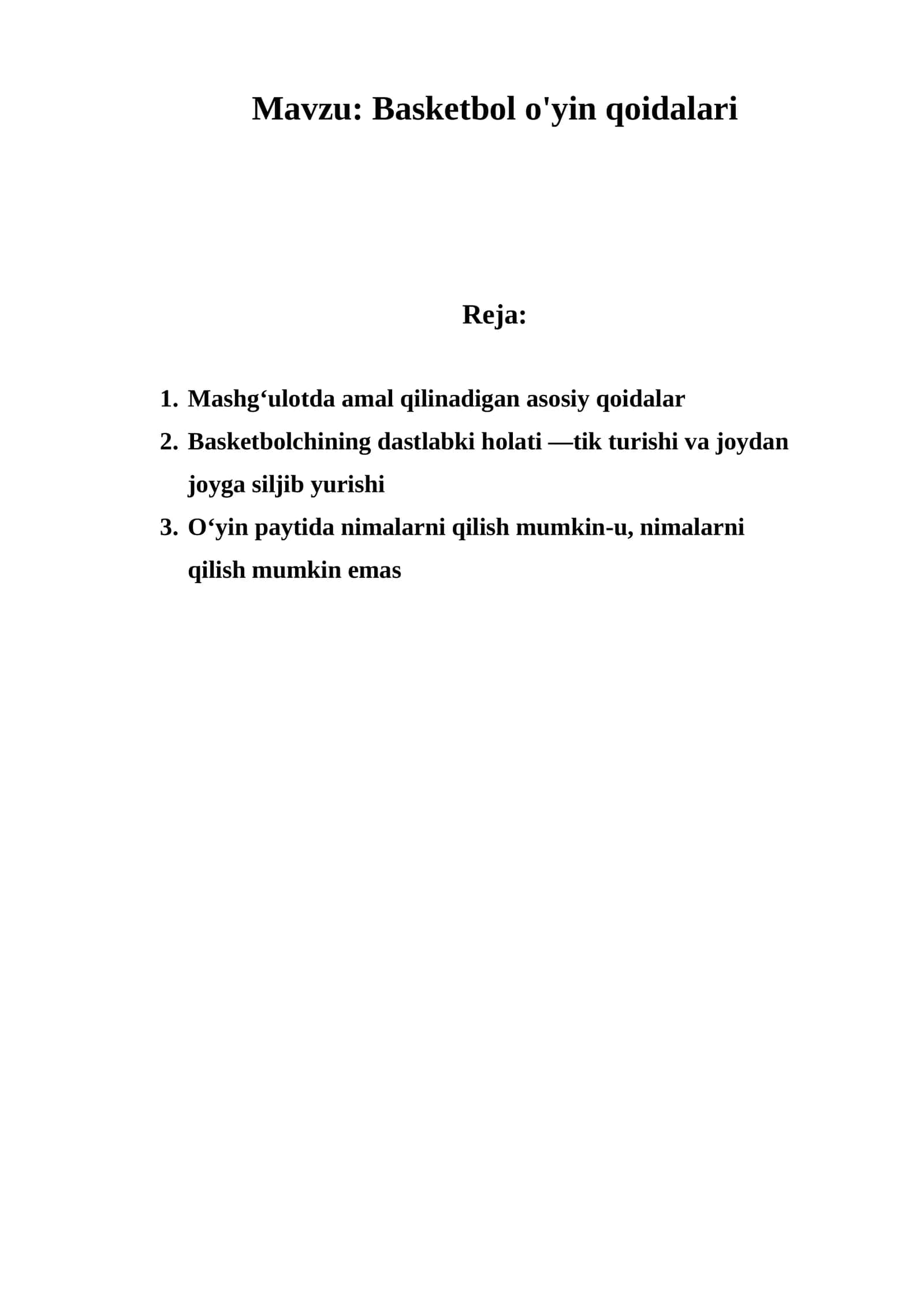Basketbol o'yin qoidalari 1