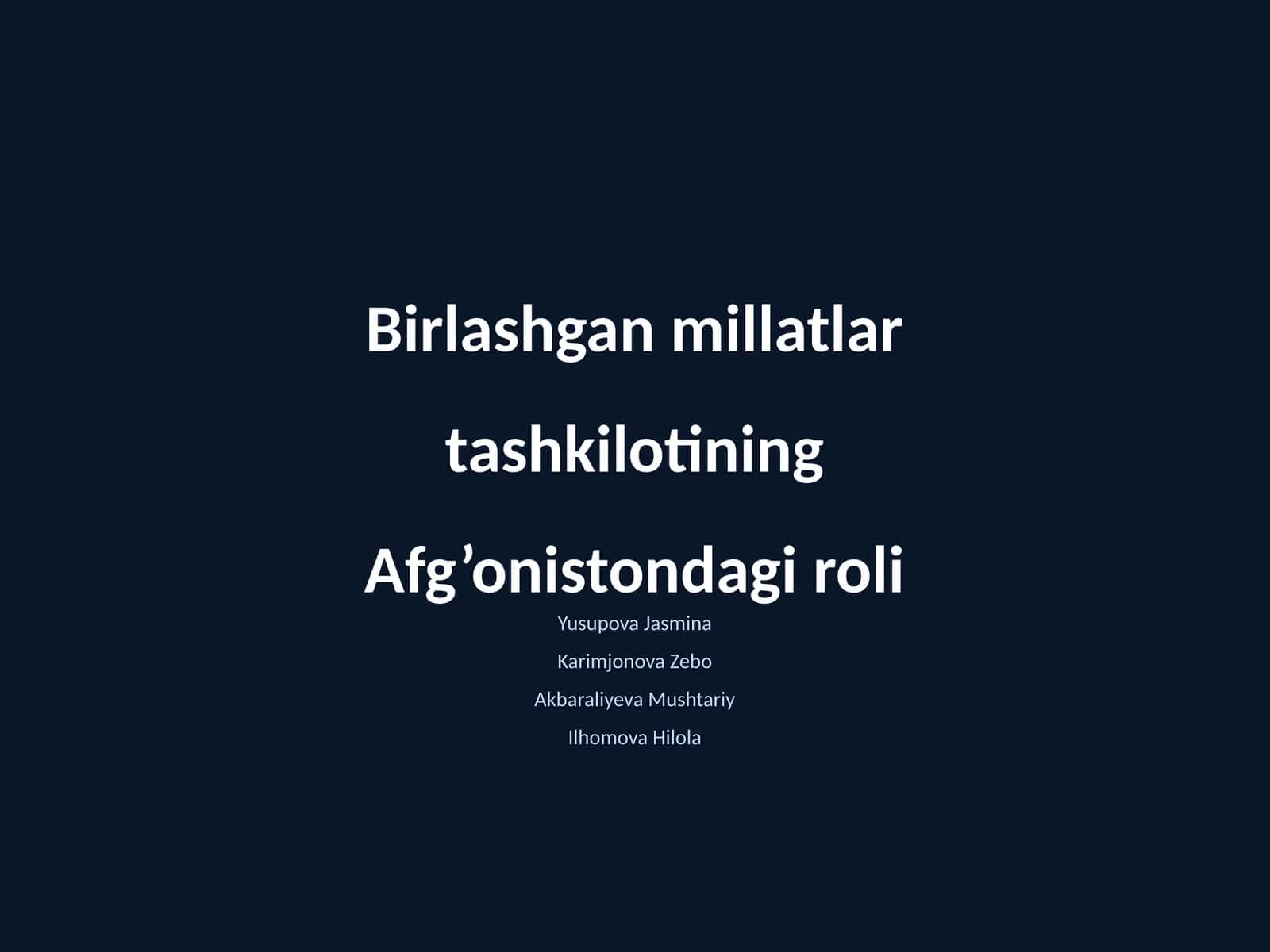 Tinchlik missiyasi (UNAMA) 1