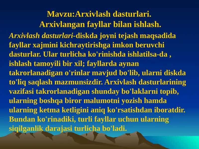 Arxivlash dasturlari 1