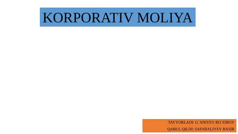 KORPORATIV MOLIYA 1