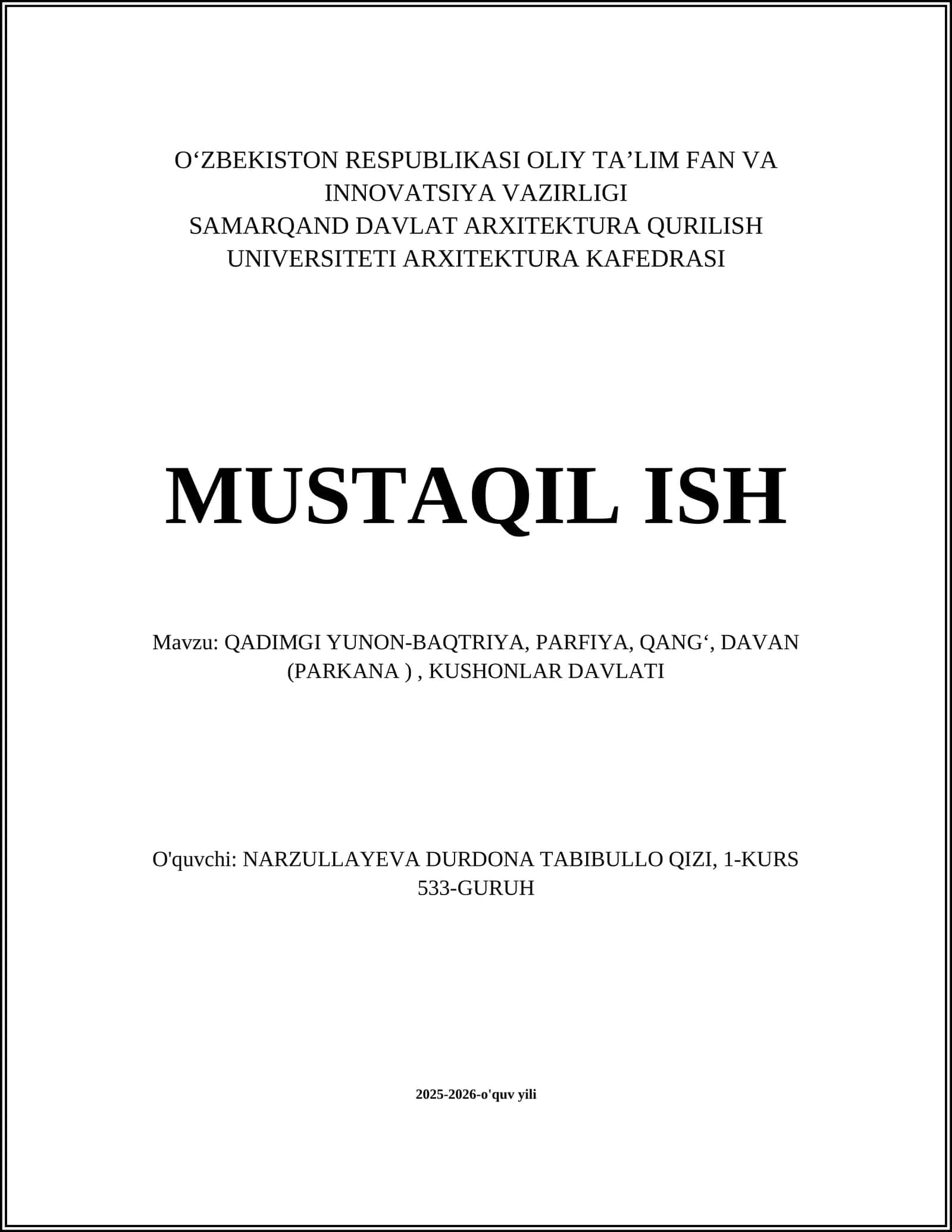 Qadimgi Yunon-Baqtriya, Parfiya, Qangʻ, Davan (Parkana), Kushonlar Davlati 1