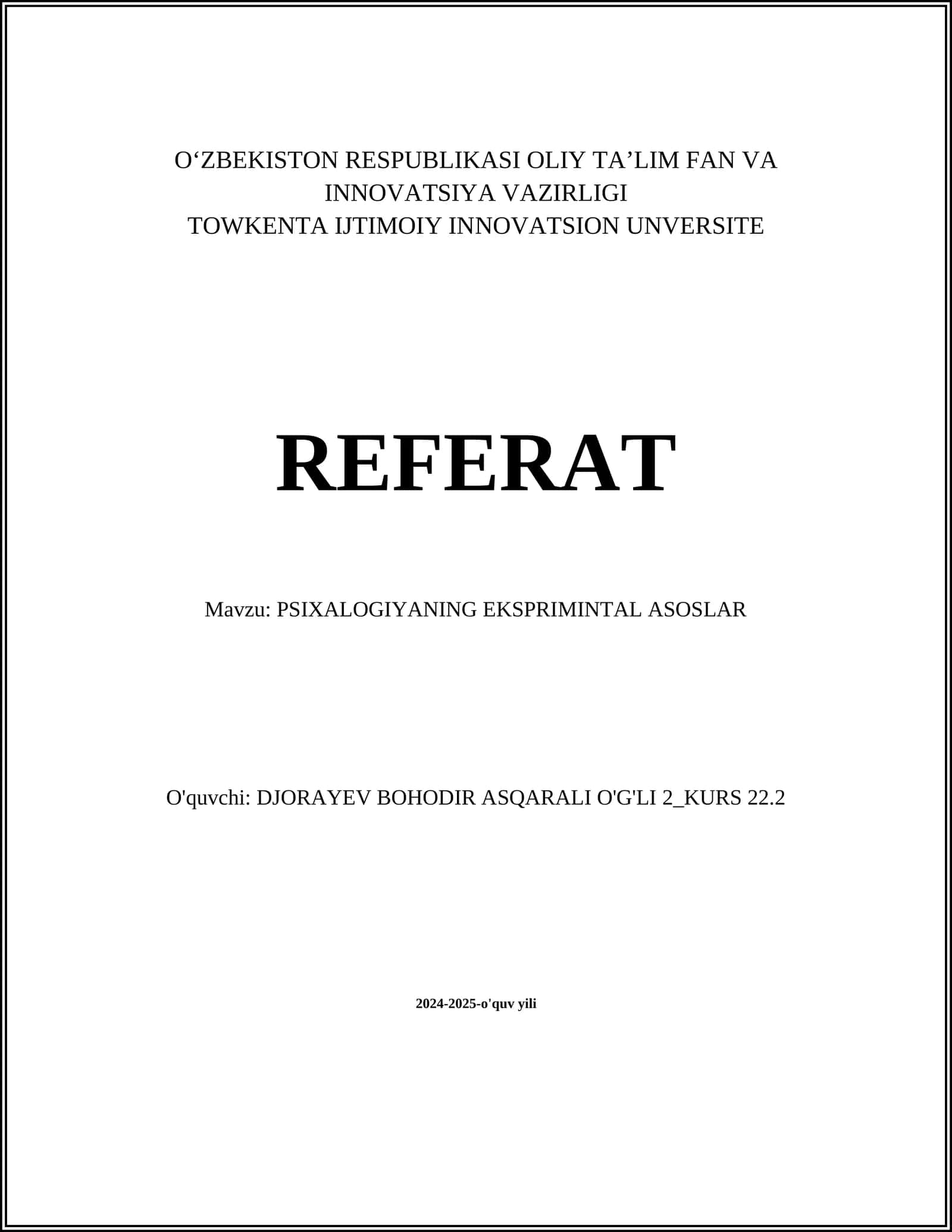 PSIXALOGIYANING EKSPRIMINTAL ASOSLAR 1