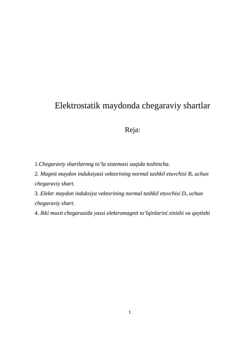 Elektrostatik maydonda chegaraviy shartlar 1