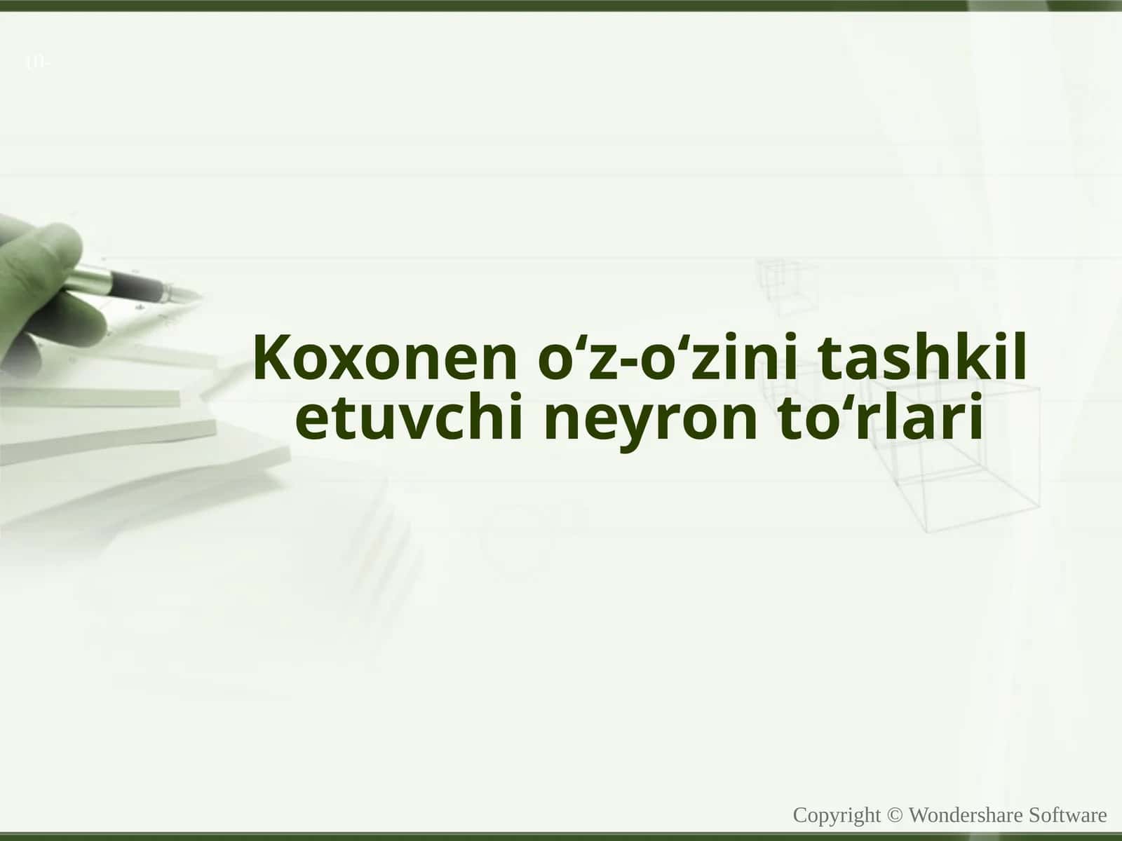 Kohonen o‘z-o‘zini tashkil etuvchi neyron to‘rlari (Kohonenning o'z-o'zini tashkilishi xaritasi) 1