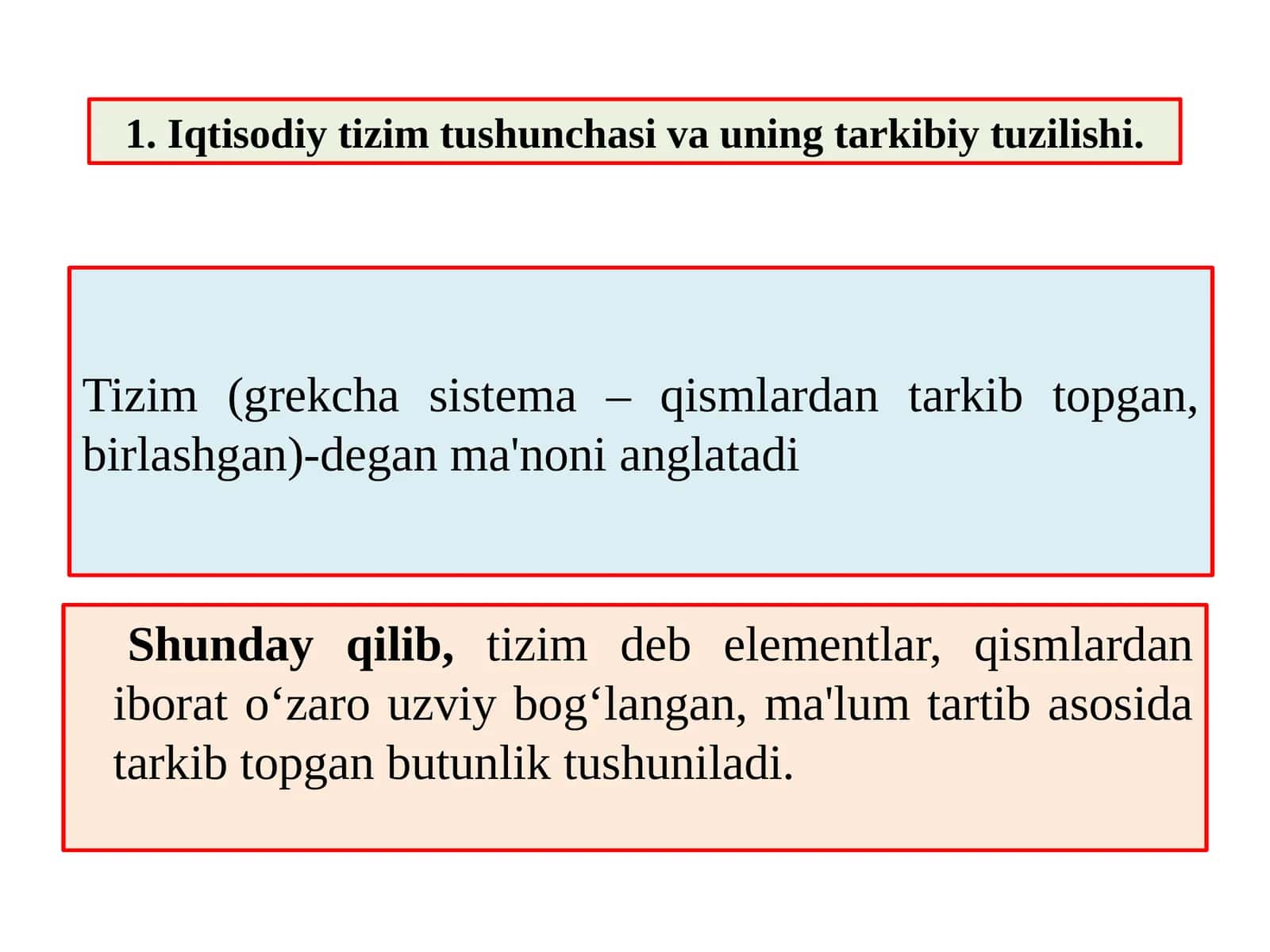 Iqtisodiy Tizim 1