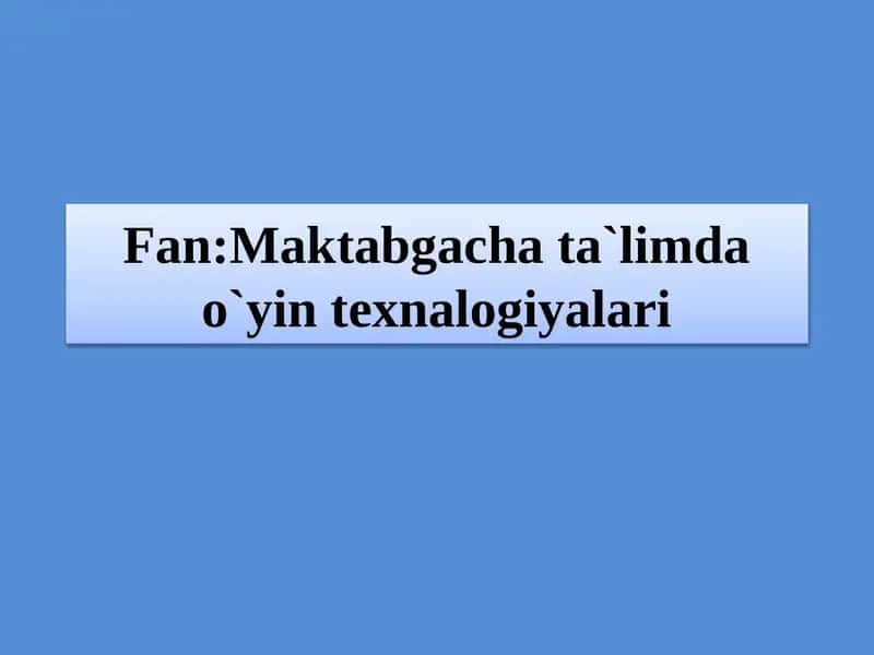 Mavzu:Ijodiy o`yinlar 1