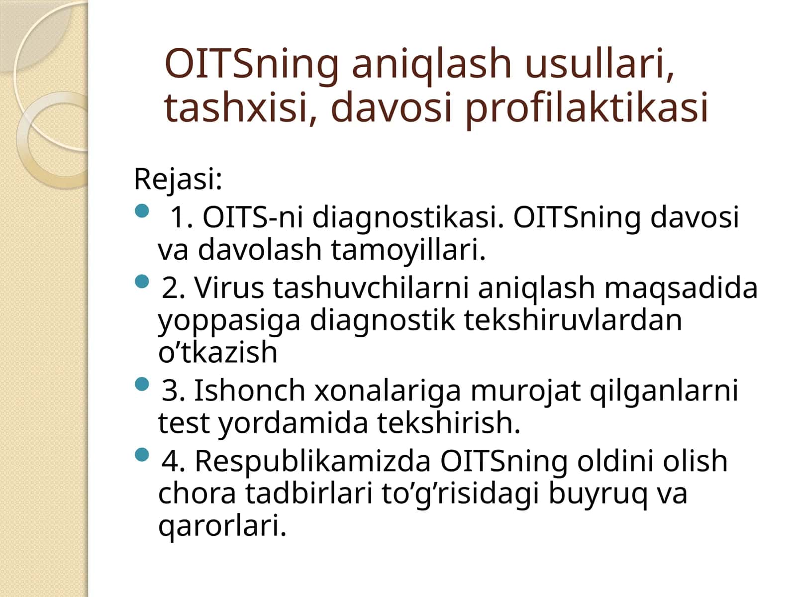 OITSninganiqlashusullari,tashxisi,davosiprofilaktikasi 1