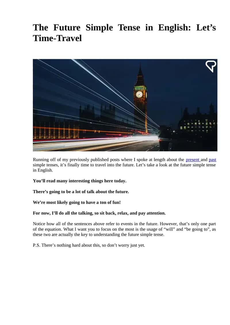 The Future Simple Tense in English: Let’s Time-Travel 1