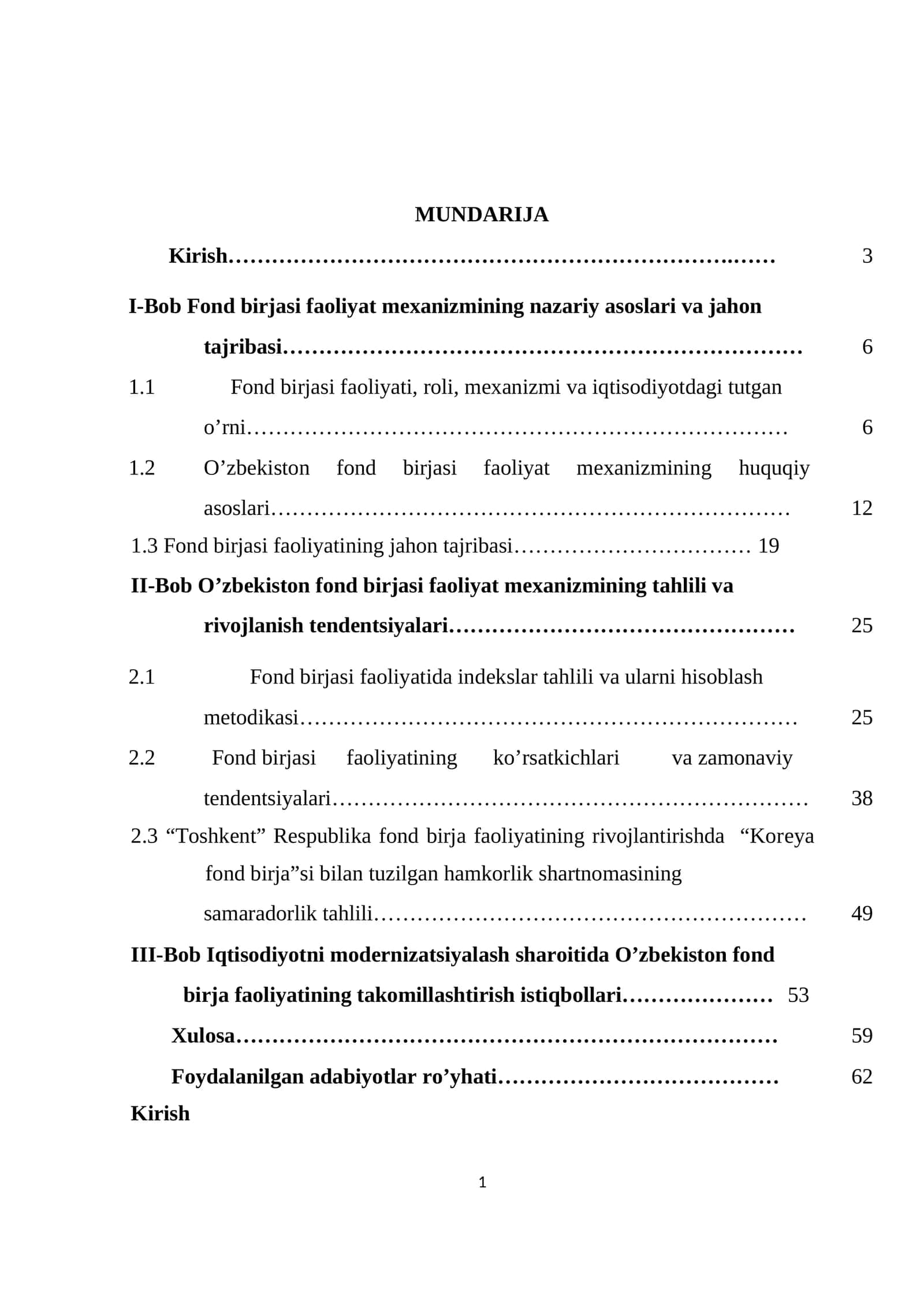 Fond birjasi faoliyat mеxanizmining nazariy asoslari va jahon tajribasi 1