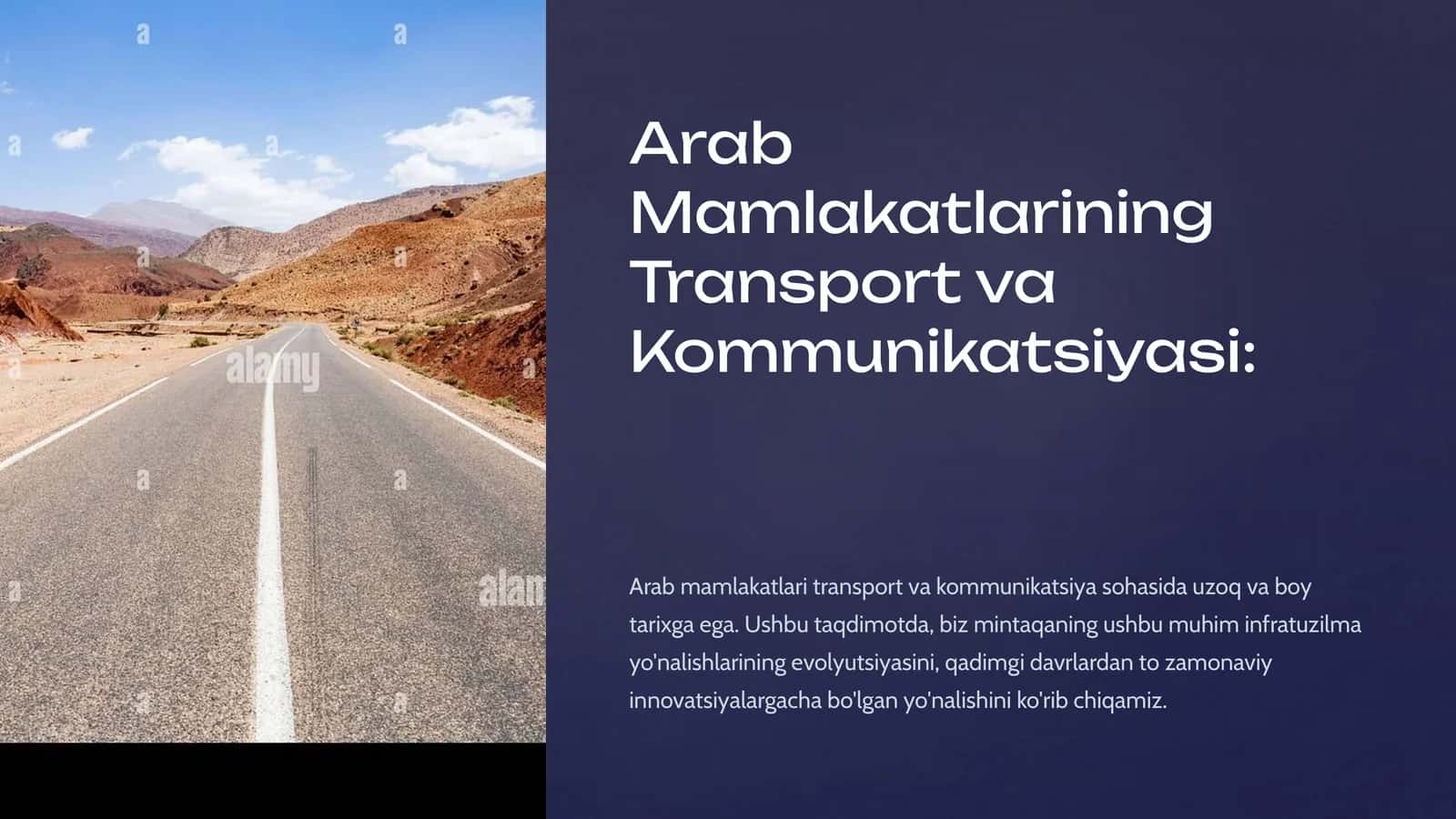 Arab Mamlakatlarining Transport va Kommunikatsiyasi 1