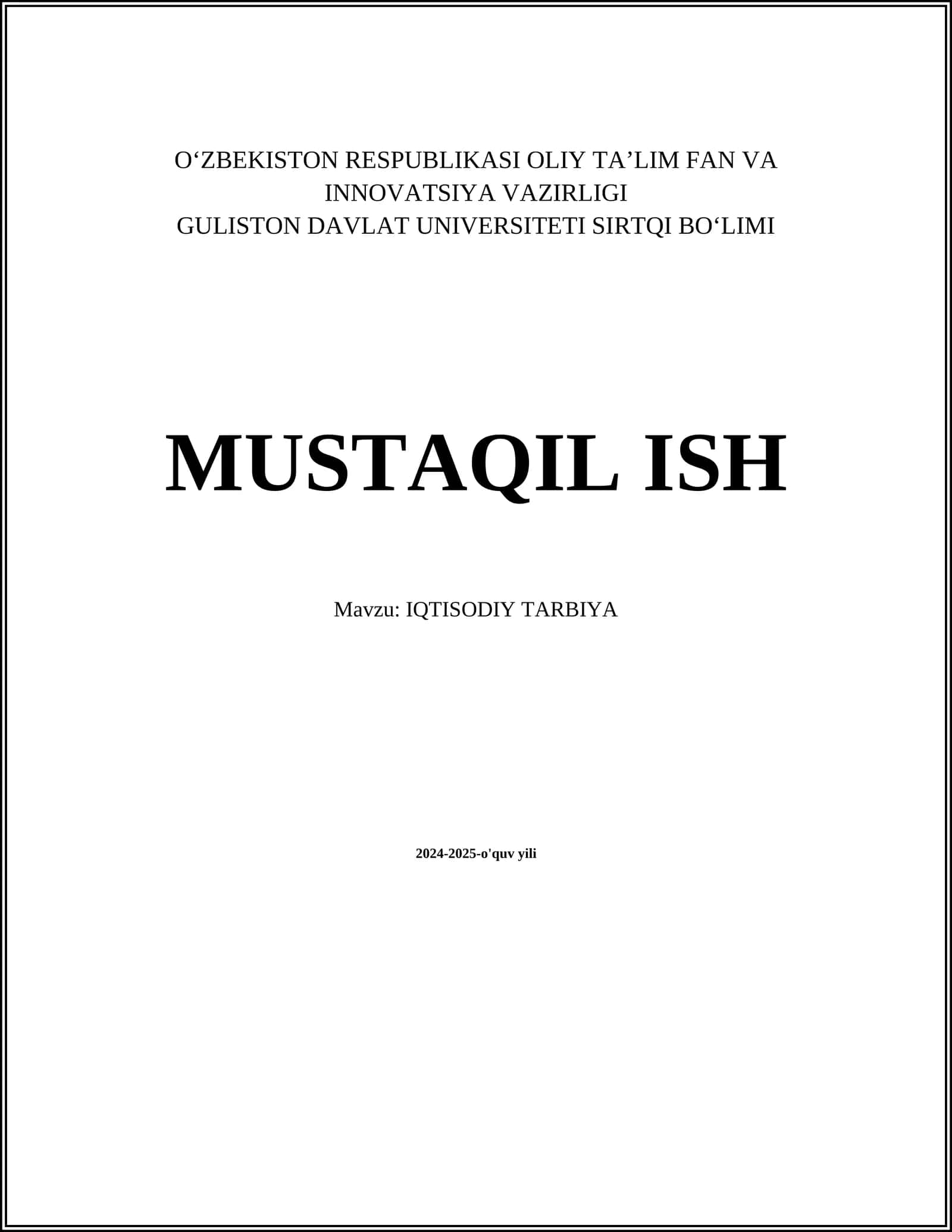Iqtisodiy Tarbiya 1