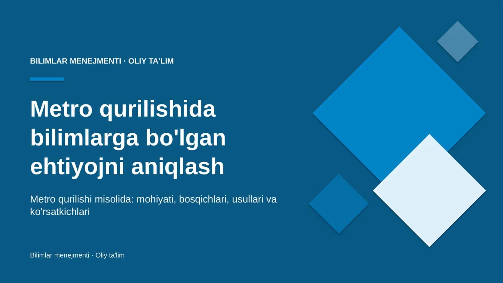 metro qurilishida bilimlarga bo'lgan ehtiyojni aniqlash 7001 1