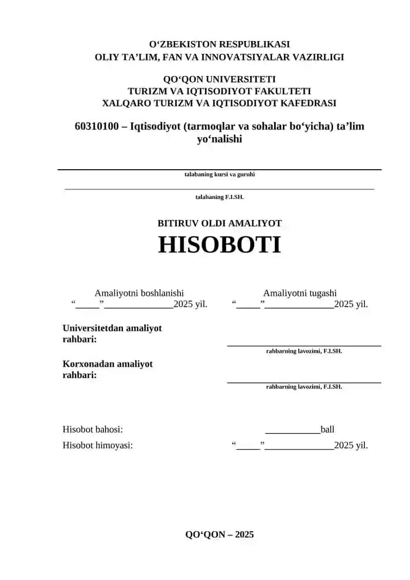 BITIRUV OLDI AMALIYOT HISOBOTI