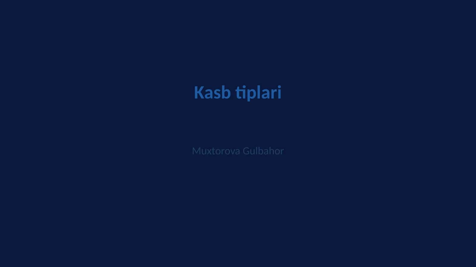 Kasb tiplari 1