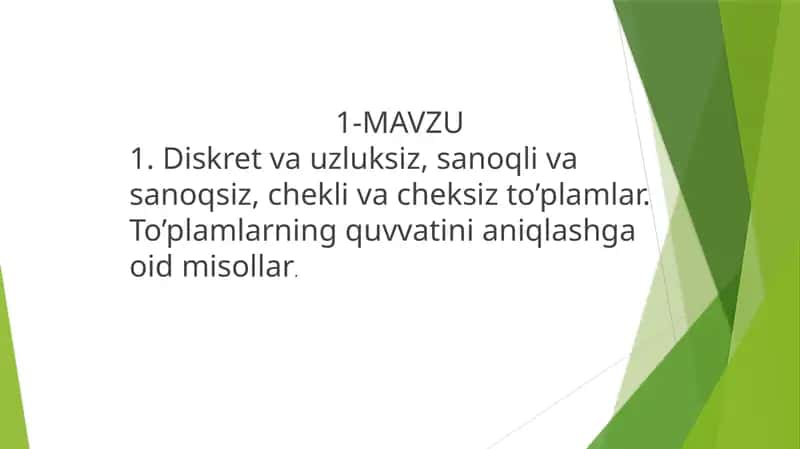 Diskret to'plamlar 1