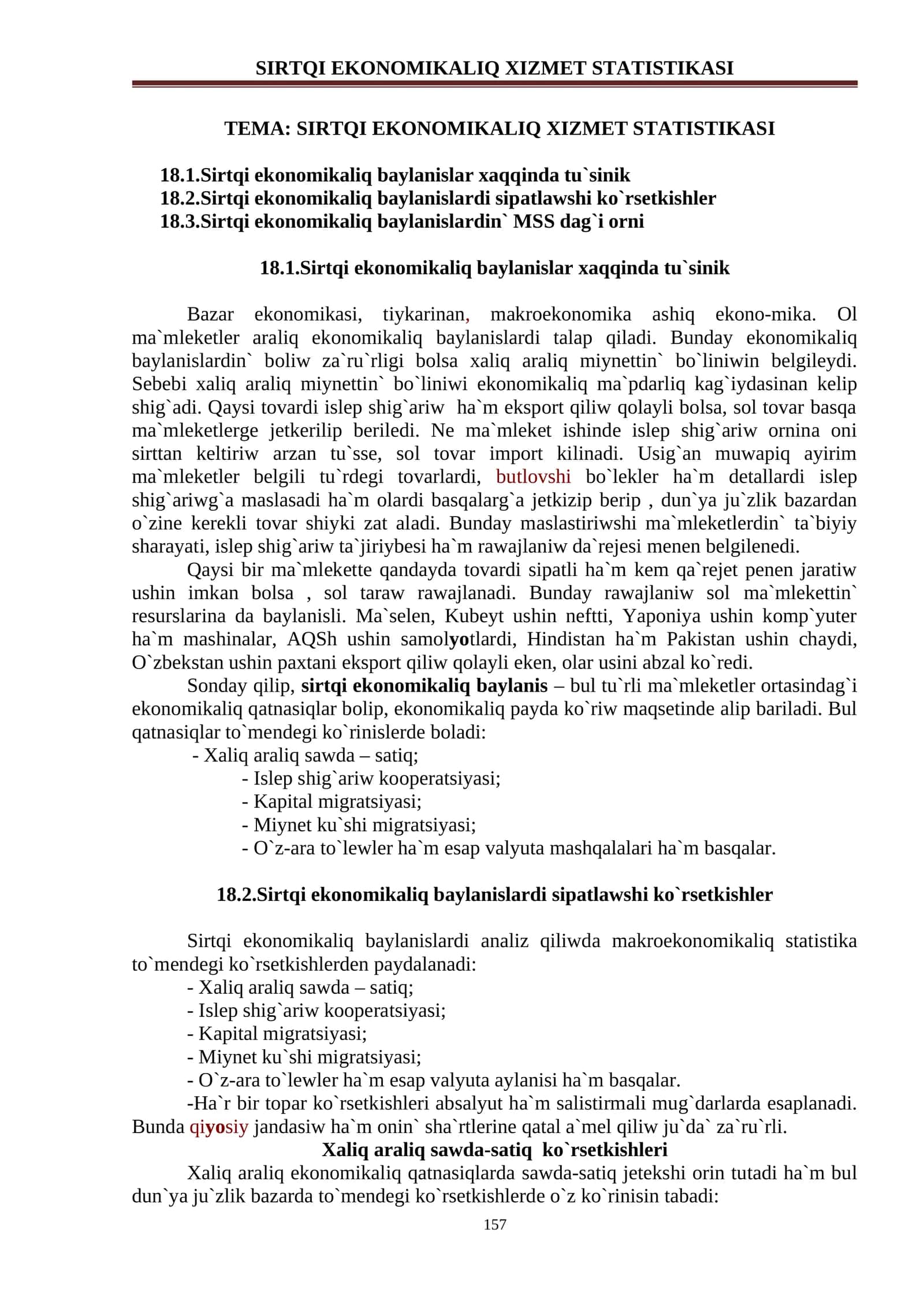 SIRTQI EKONOMIKALIQ XIZMET STATISTIKASI 1