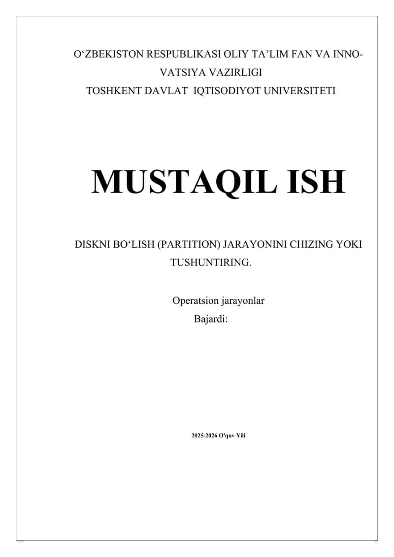Disk Bo‘lish Jarayoni 1