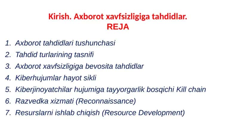 Axborot xavfsizligiga tahdidlar 1