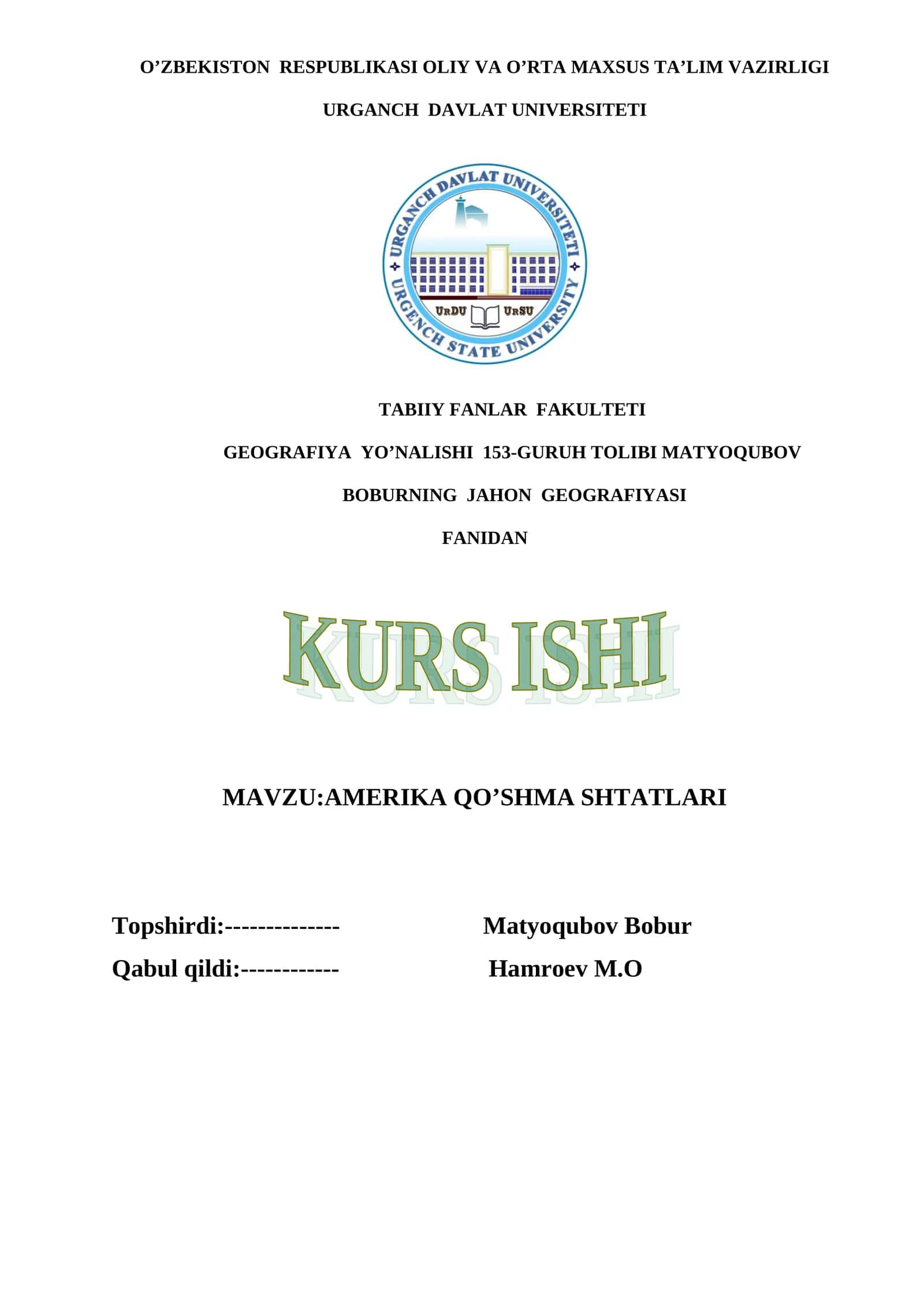 AMERIKA QO‘SHMA SHTATLARI 1