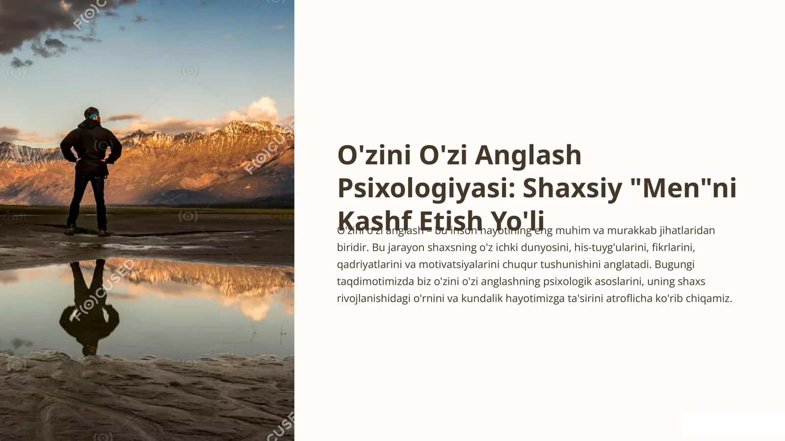 O'zini O'zi Anglash Psixologiyasi Shaxsiy Menni Kashf Etish Yo'li 1