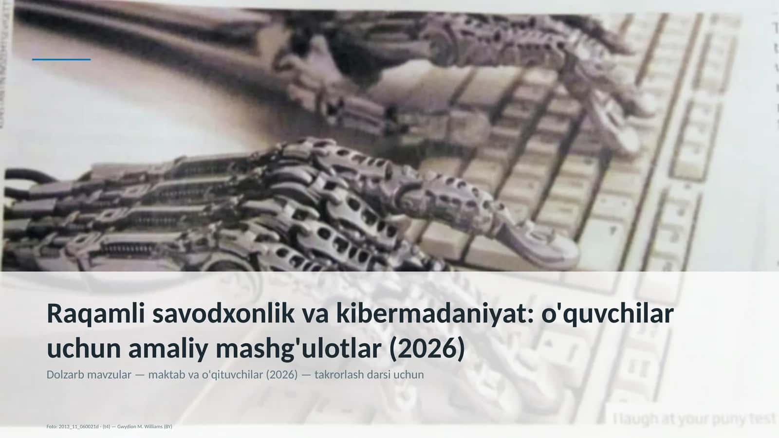 Raqamli savodxonlik va kibermadaniyat: o'quvchilar uchun amaliy mashg'ulotlar 1