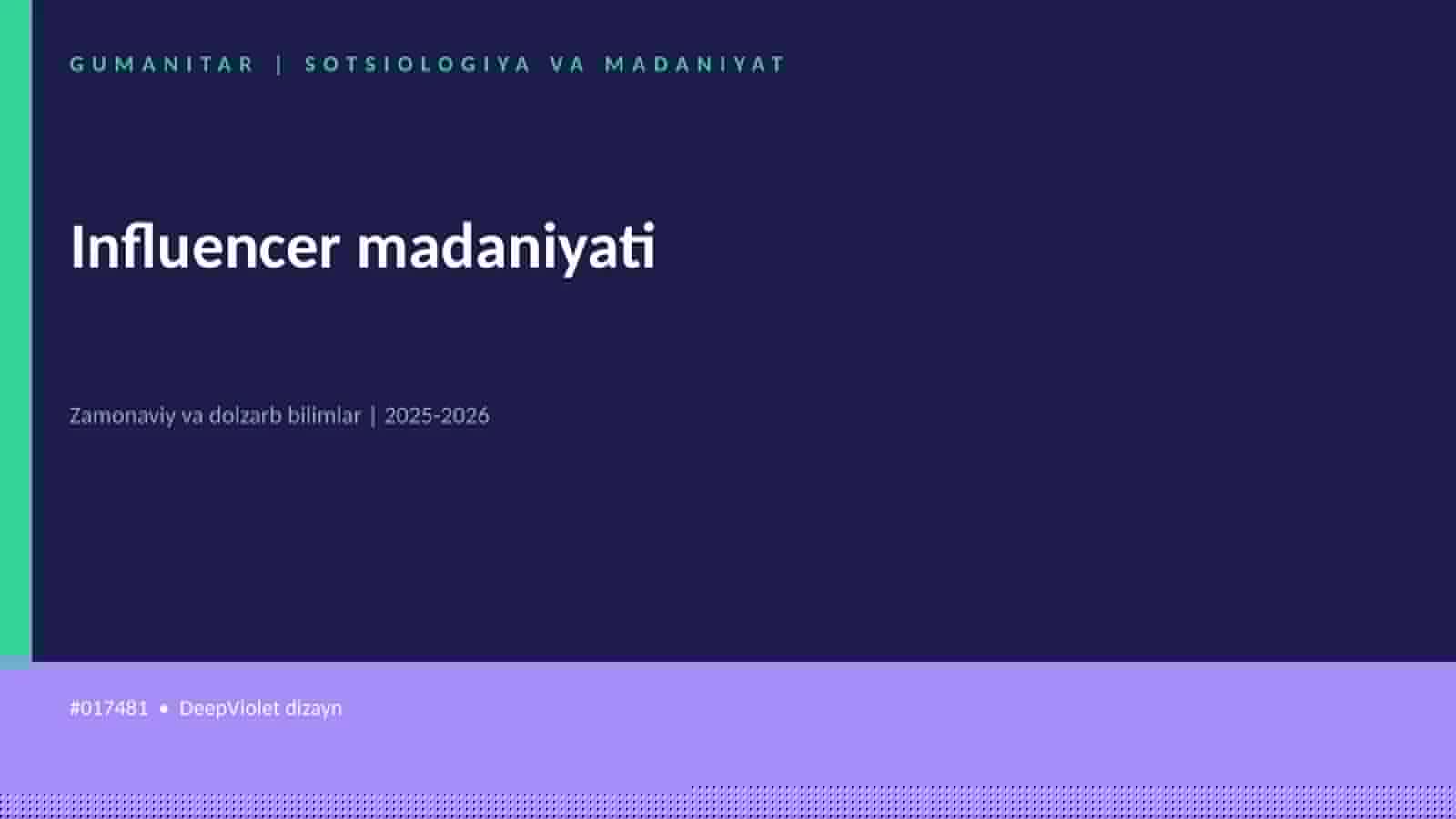 Influencer madaniyati 1
