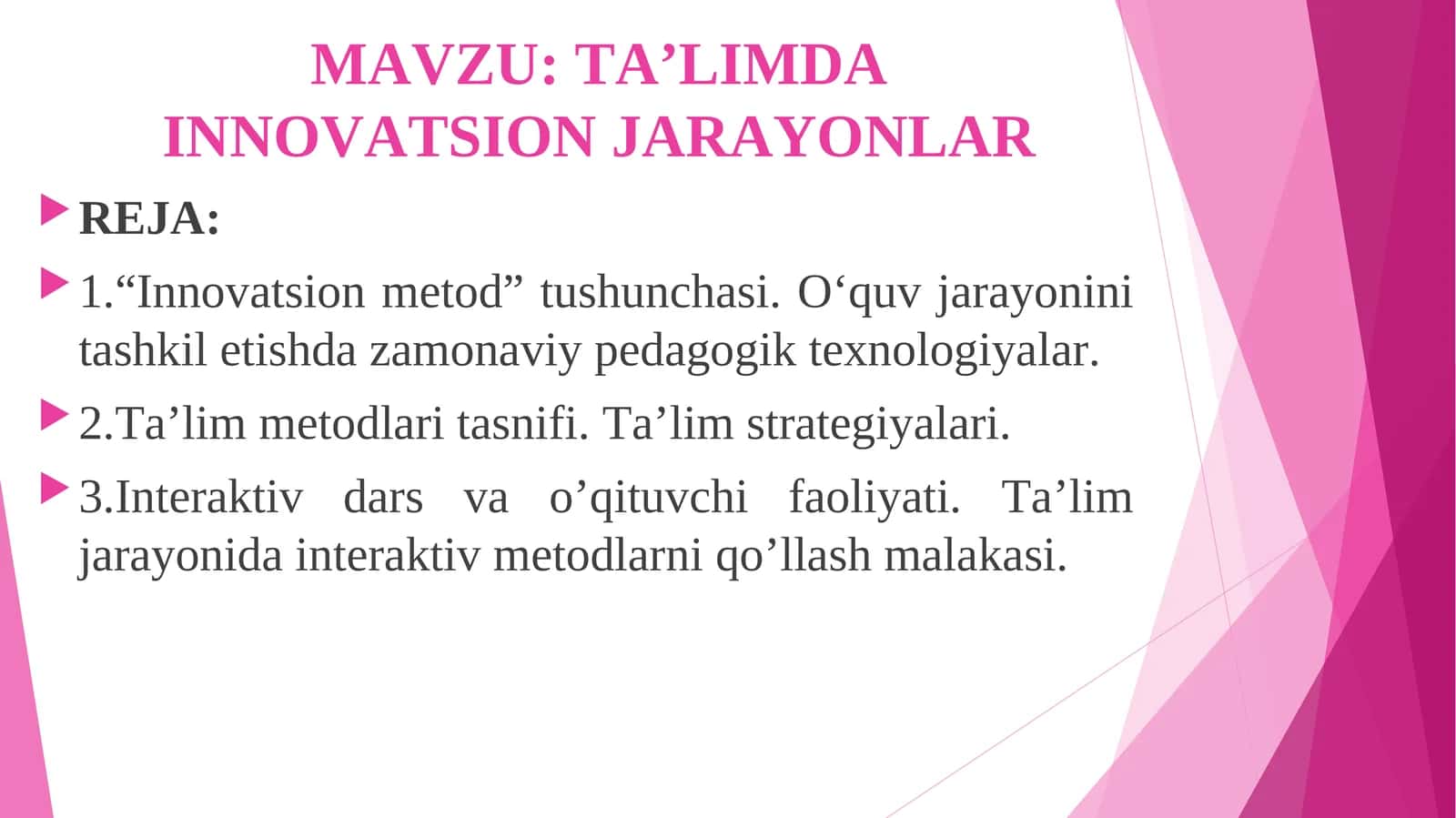 TA’LIMDA INNOVATSION JARAYONLAR 1