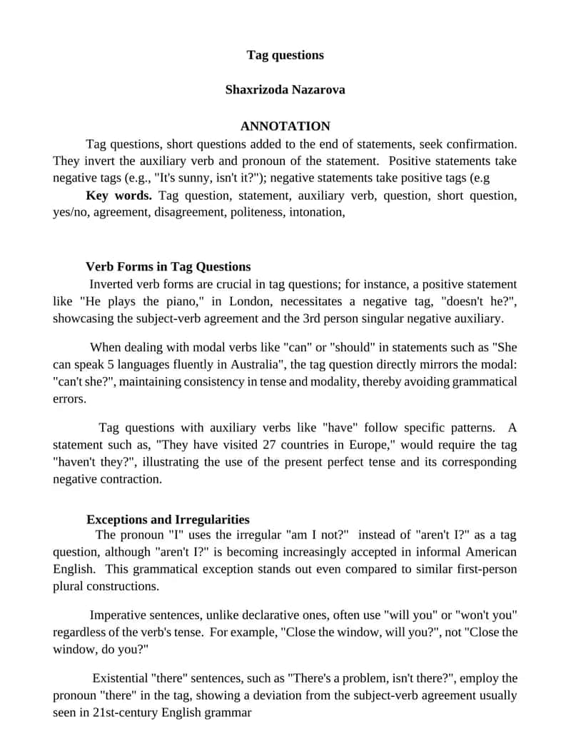 Tag questions 1