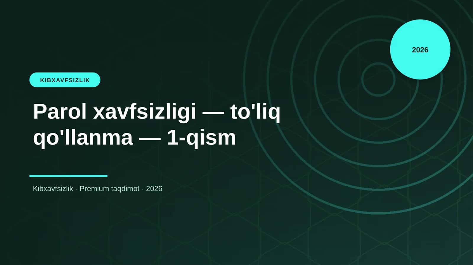Parol xavfsizligi — to'liq qo'llanma — 1-qism 1