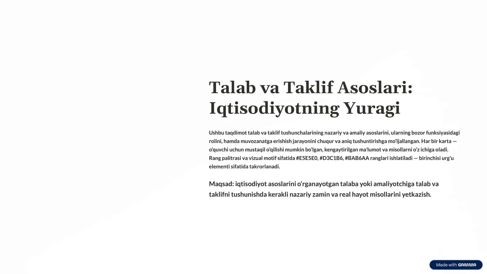 Talab va taklif asoslari 1
