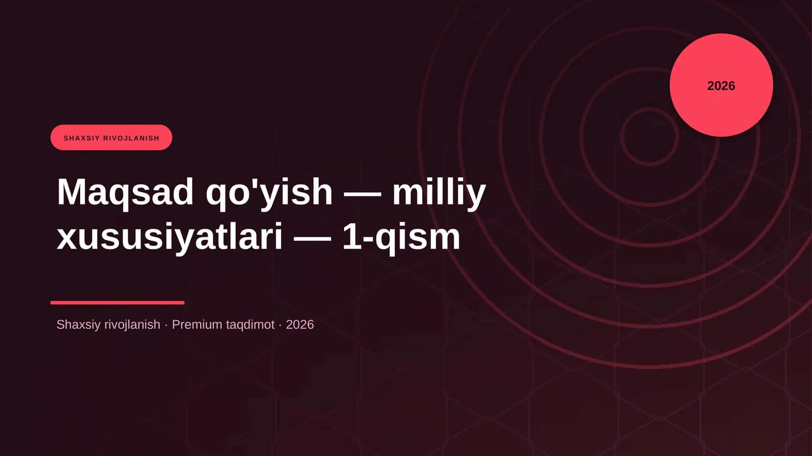 Maqsad qo'yish — milliy xususiyatlari — 1-qism 1