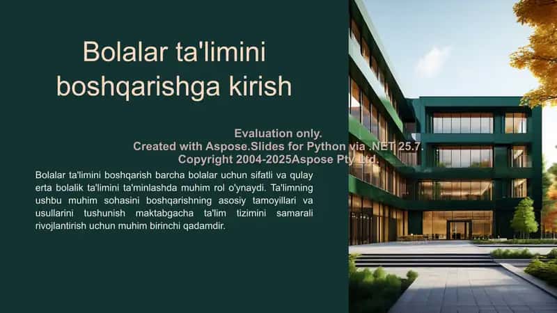 Bolalar ta'limini boshqarishga kirish 1