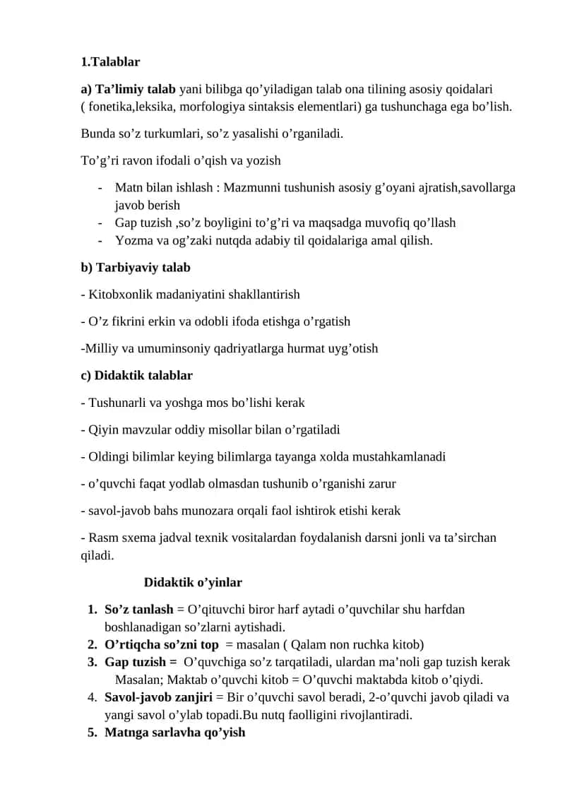 Didaktik talablar 1
